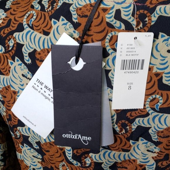 NWT ANTHROPOLOGY  Ottod'Ame Tigress long sleeve surplice neck tiger dress size 8 - Picture 5 of 9